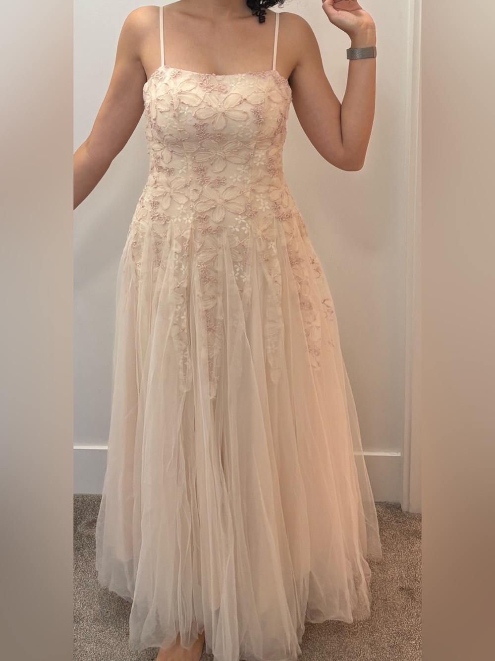 Floral Maxi Wedding Dress in Pink Like New